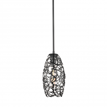 ZEEV Lighting MP40024-1-MBK - Helios 12" 1-Light, Organic Convex Mini-Pendant in Matte Black