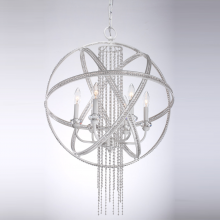 ZEEV Lighting P30012-6-SW - Cascade 22" 6-Light, Orbital Crystal Chandelier in Satin White
