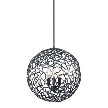 ZEEV Lighting P30038-3-MBK - Helios 14" 3-Light, Organic Globe Pendant in Matte Black