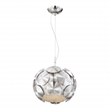 ZEEV Lighting P30072-3-CH - Crown 12" 3-Light, Designer Globe Pendant in Chrome with Crushed Crystal