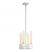 ZEEV Lighting P30100-4-PN - Placid 12" 4-Light, Fluted Glass Square Pendant in Polished Nickel