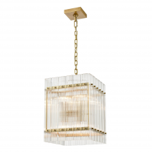ZEEV Lighting P30101-8-AGB - Allure 13" 8-Light, Square Fluted Glass Pendant Light in Aged Brass