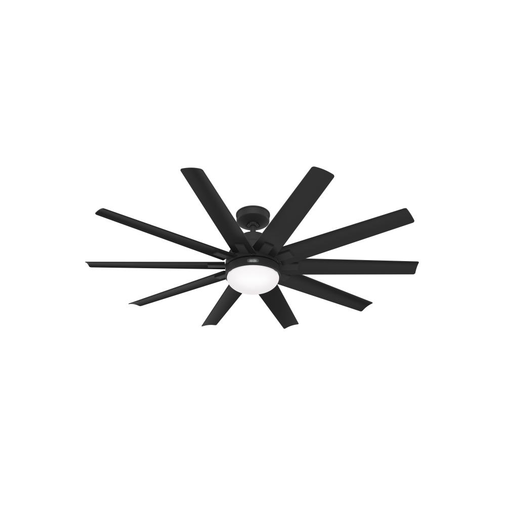 Hunter 60 inch Overton ENERGY STAR® Matte Black Damp Rated Ceiling Fan with LED Lt Kit