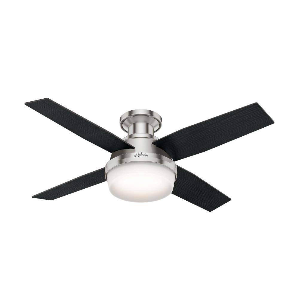 Hunter 44 inch Dempsey Brushed Nickel Low Profile Ceiling Fan with LED Light Kit