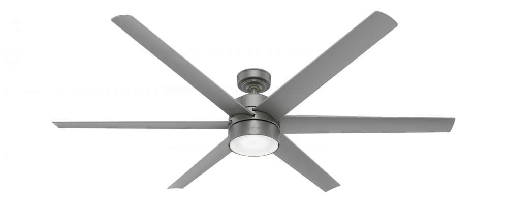 Hunter 72 inch Solaria ENERGY STAR® Matte Silver Damp Rated Ceiling Fan with LED Lt Kit