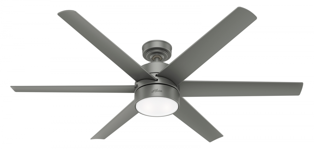 Hunter 60 inch Solaria ENERGY STAR® Matte Silver Damp Rated Ceiling Fan with LED Lt Kit