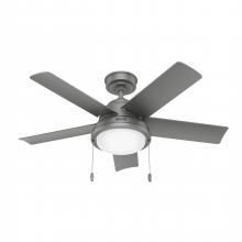 Hunter 51440 - Hunter 44 in Seawall Matte Silver WeatherMax Indoor / Outdoor Ceiling Fan with LED Lt Kit