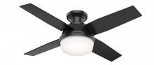 Hunter 50400 - Hunter 44 inch Dempsey Matte Black Low Profile Damp Rated Ceiling Fan with LED Lt Kit