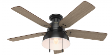 Hunter 59310 - Hunter 52 inch Mill Valley Matte Black Low Profile Damp Rated Ceiling Fan with LED Lt Kit