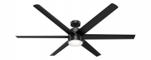 Hunter 59628 - Hunter 72 inch Solaria ENERGY STAR® Matte Black Damp Rated Ceiling Fan with LED Lt Kit