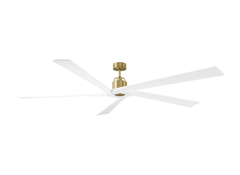 Aspen 84 Ceiling Fan in Burnished Brass with Matte White Blades