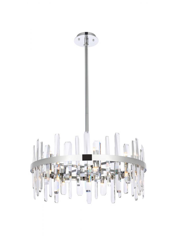 Serena 25 inch crystal round pendant in chrome
