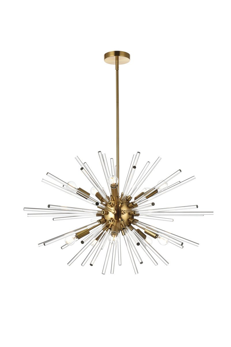 Sienna 32 inch crystal rod pendant in gold