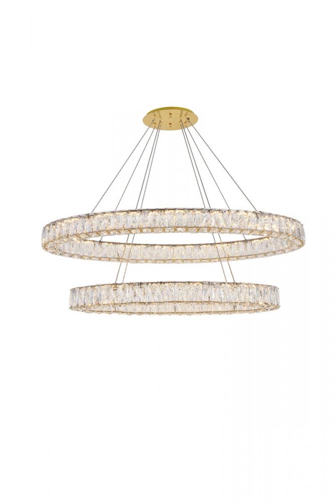 Monroe Integrated LED light Gold Chandelier Clear Royal Cut Crystal