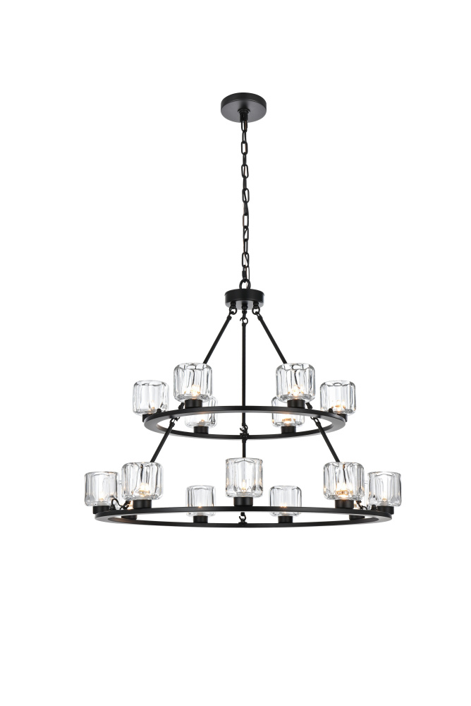 Cadence 36 inch Two-Tier Chandelier in Black
