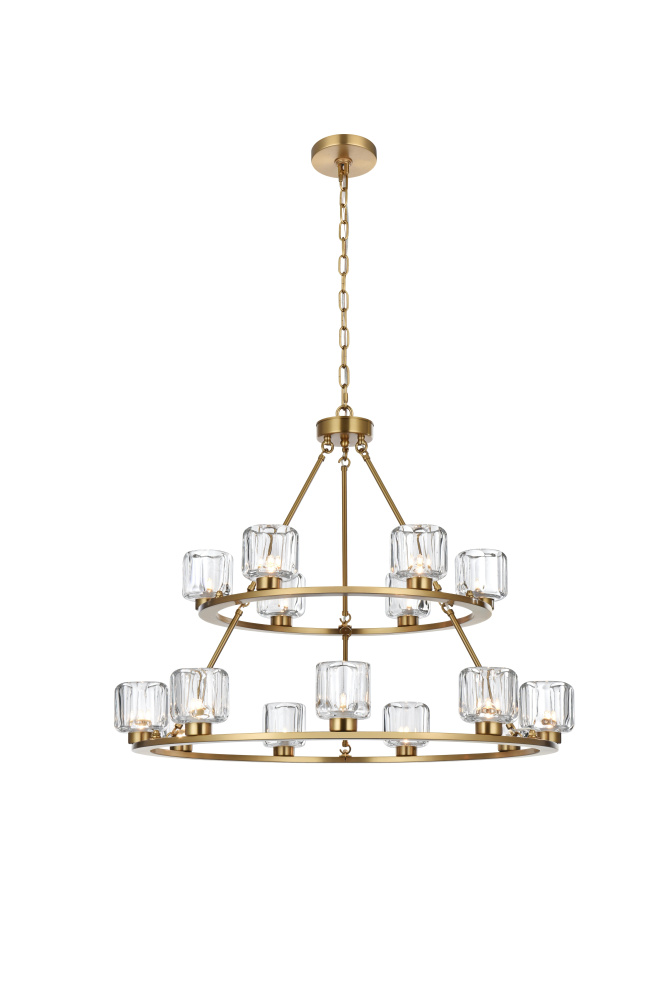 Cadence 36 inch Two-Tier Chandelier in Satin Gold
