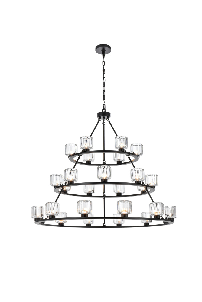 Cadence 48 inch Three-Tier Chandelier in Black