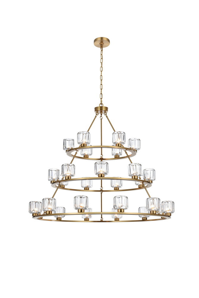 Cadence 48 inch Three-Tier Chandelier in Satin Gold