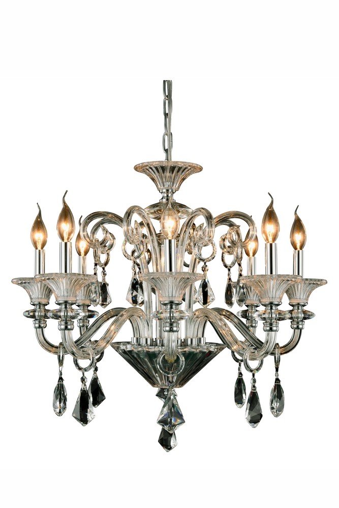 Aurora 8 light Chrome Chandelier Clear Royal Cut Crystal HUQME