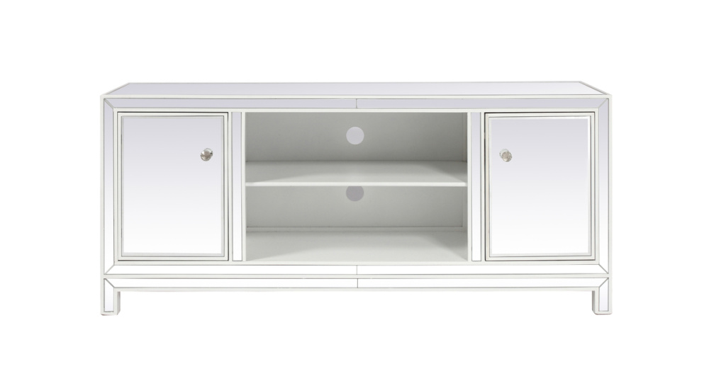 60 in. mirrored TV stand in white