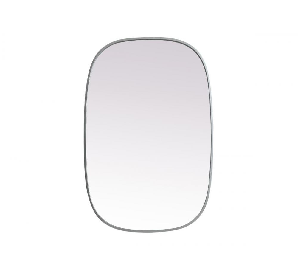 Metal Frame Oval Mirror 24x36 Inch in Silver