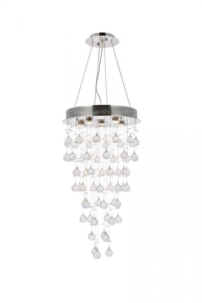 Galaxy 6 light Chrome Pendant Clear Royal Cut Crystal