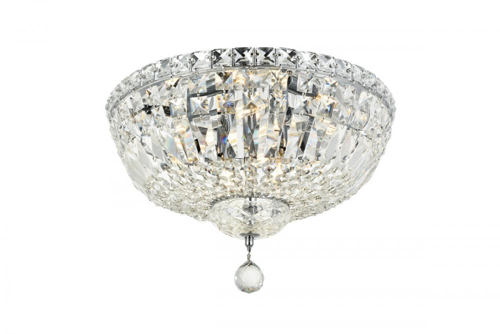 Tranquil 6 light Chrome Flush Mount Clear Royal Cut Crystal