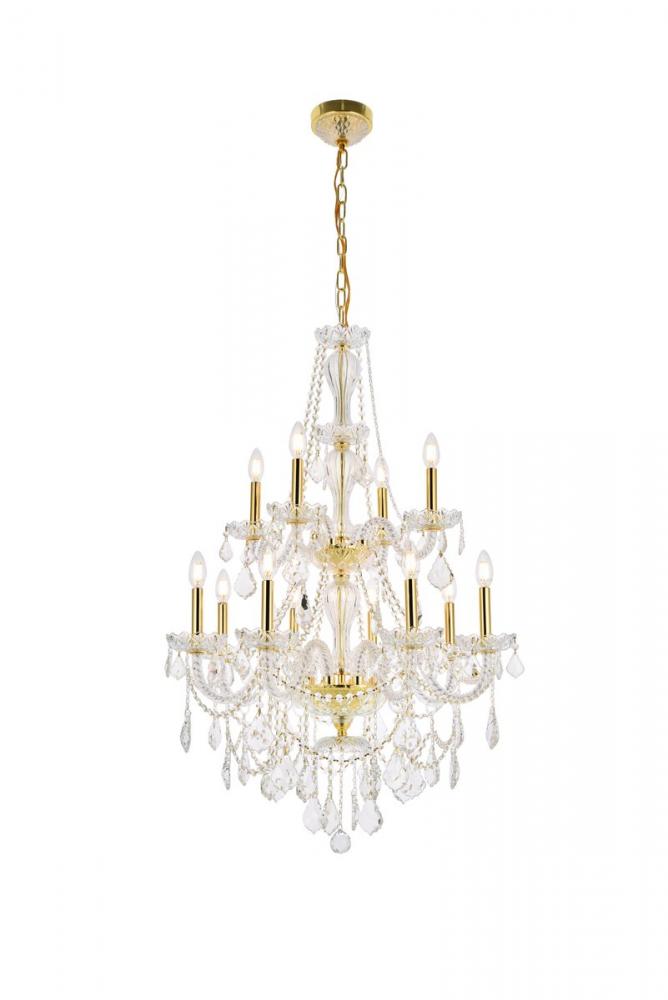 Giselle 12 light Gold Chandelier Clear Royal Cut Crystal