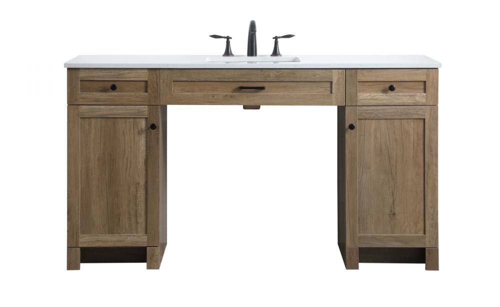60 inch ADA compliant bathroom vanity in natural oak