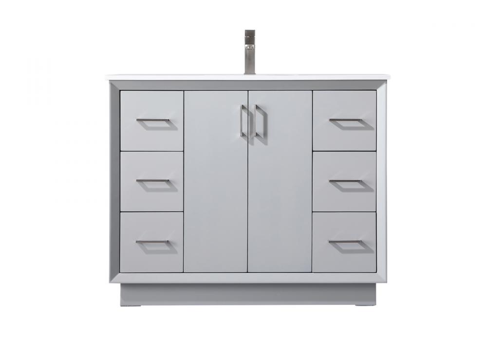 Vanity Cabinet 6Dw 2Dr 42"W x 22"D x 35"H grey