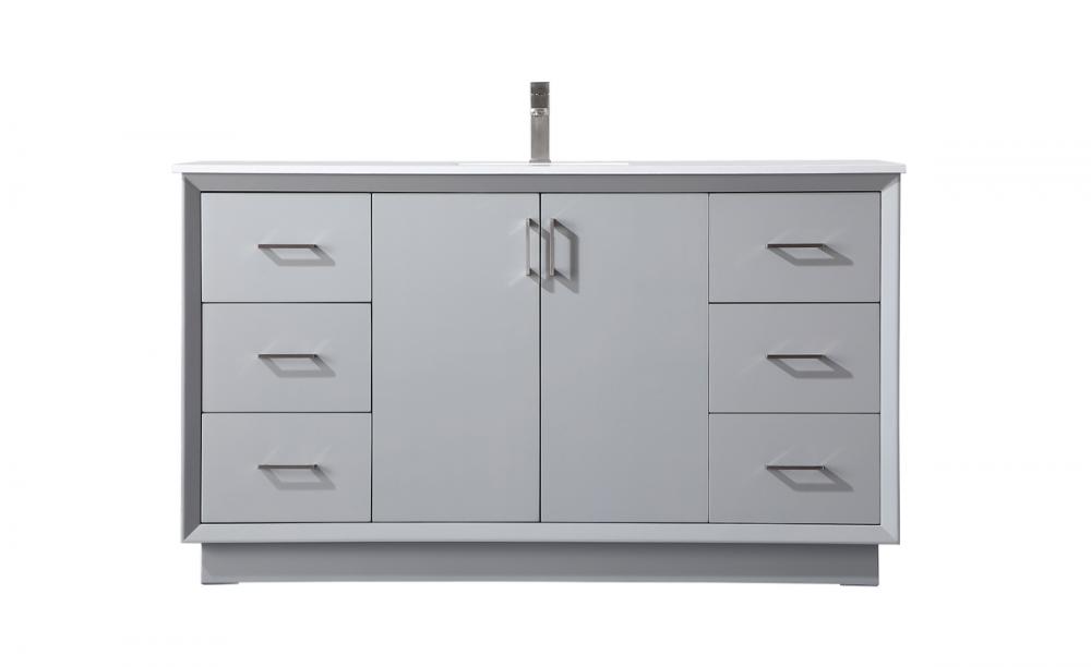 Vanity Cabinet 6Dw 2Dr 60"W x 22"D x 35"H grey