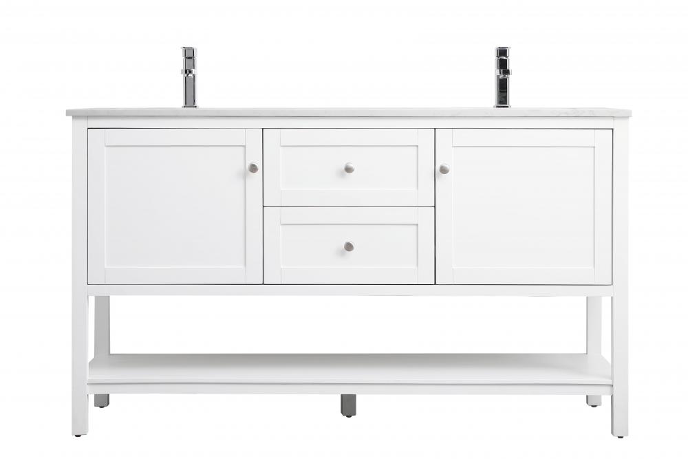 Vanity Cabinet 2dr 2dw W60"D21.5"H35" White