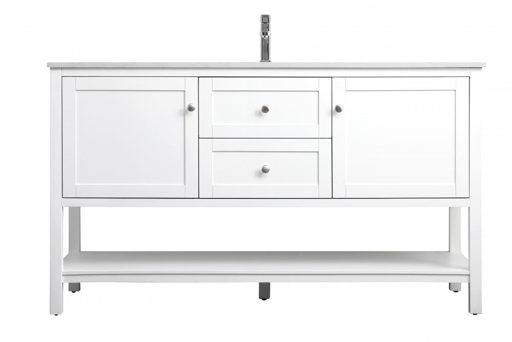 Vanity Cabinet 2dr 1dw W60"D21.5"H35" White
