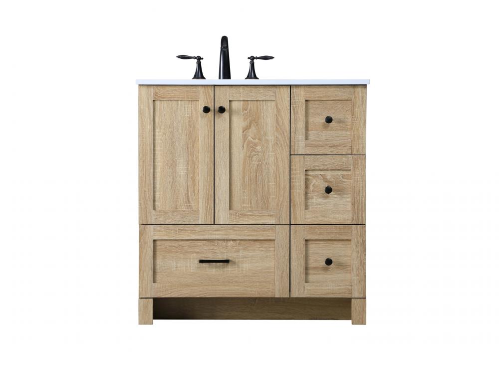 Vanity Cabinet 2dr 4dw 32x19x34 VW Mango Wood