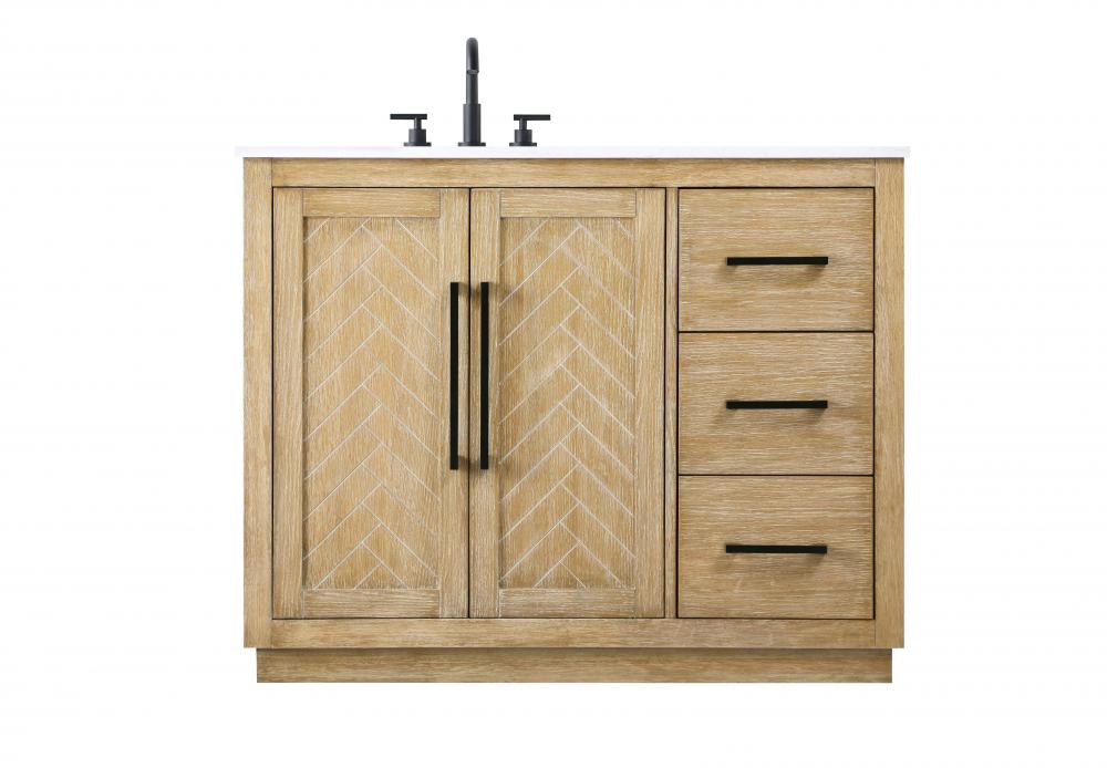 Vanity Cabinet 2Dr 3Dw W42"xD21.5"xH34" Linen Oak