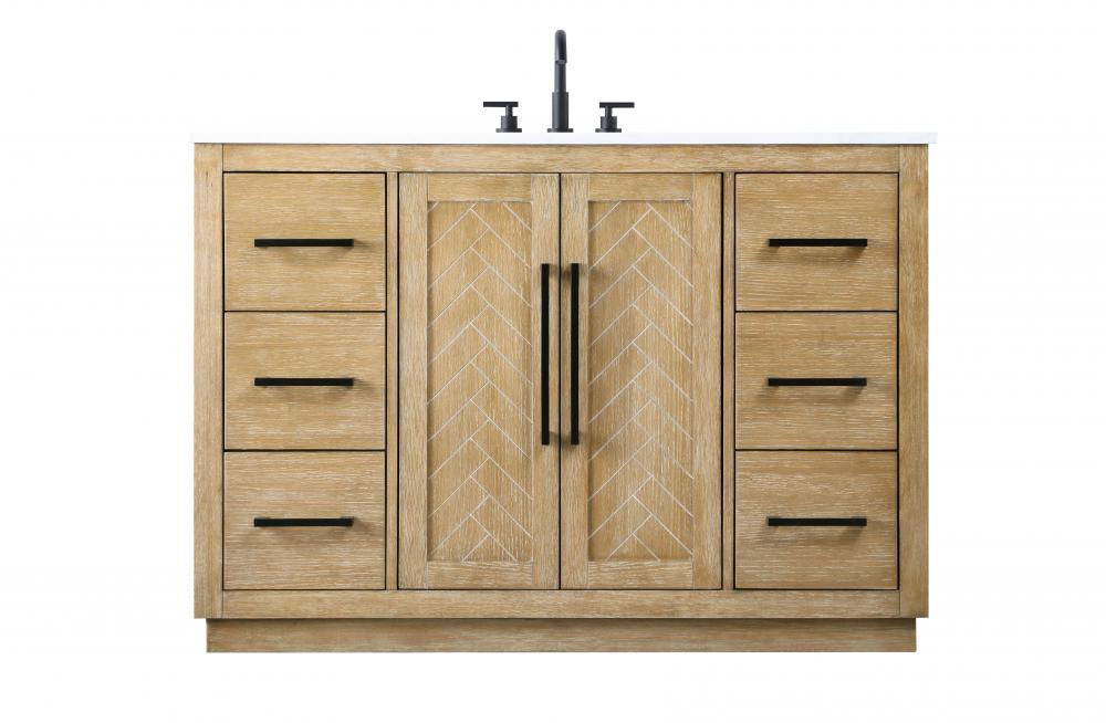 Vanity Cabinet 2Dr 6Dw W48"xD21.5"xH34" Linen Oak