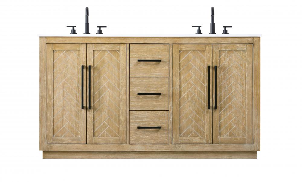 Vanity Cabinet 4Dr 3Dw W60"xD21.5"xH34" Linen Oak