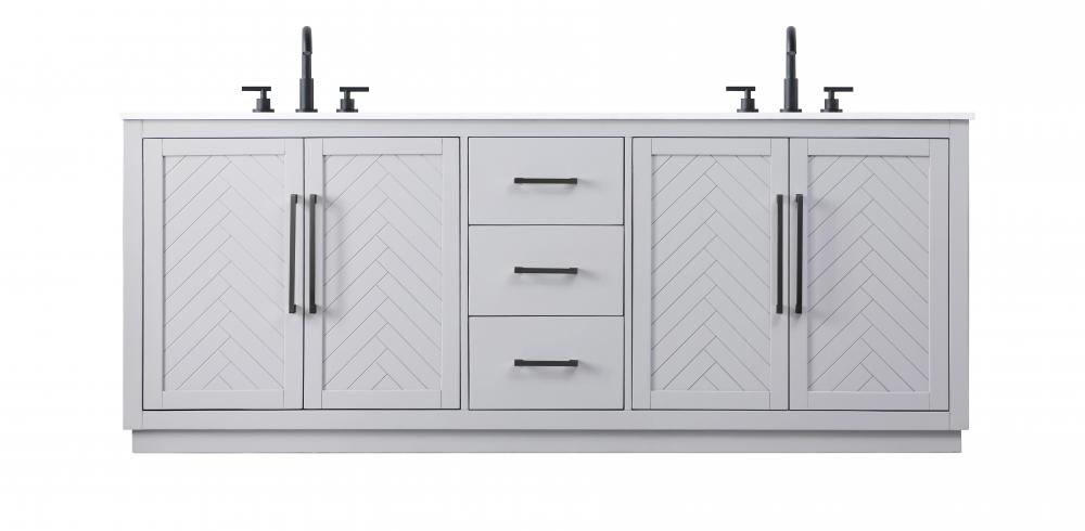 Vanity Cabinet 4Dr 3Dw W84"xD21.5"xH34" Grey