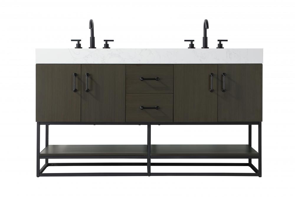 Vanity Cabinet 4Dr 2Dw 60x21.5x34 Mocha Brown