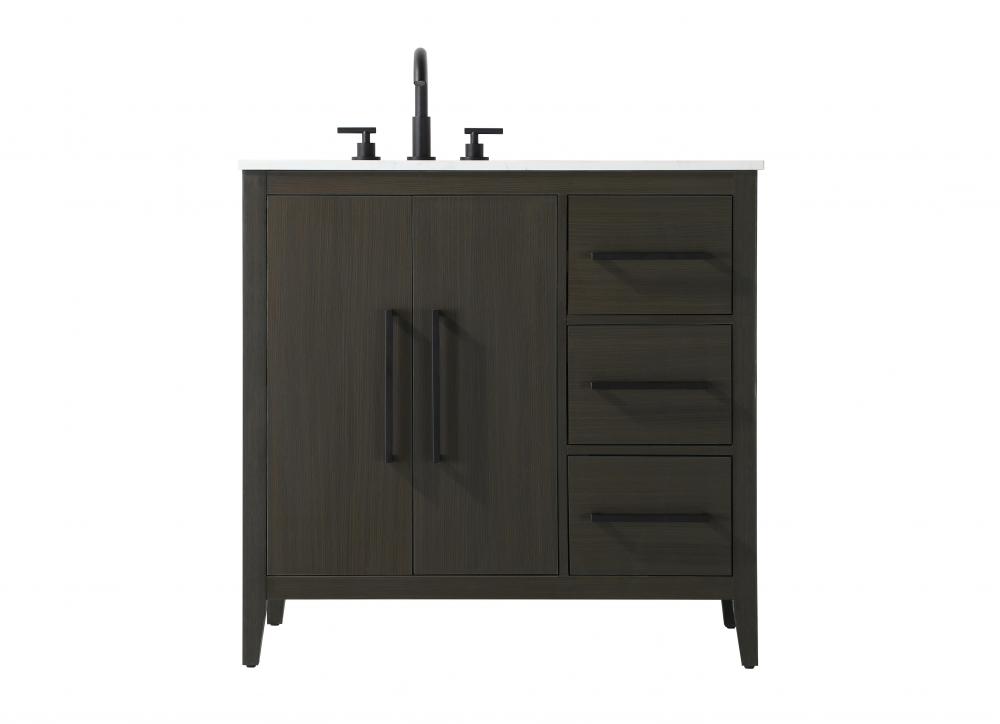 Vanity Cabinet 2Dr 3Dw 36x21.5x35 Mocha Brown