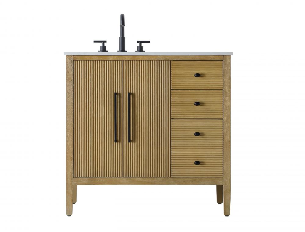 Vanity Cabinet 2Dr 3Dw 36x21.5x35 Linen Oak