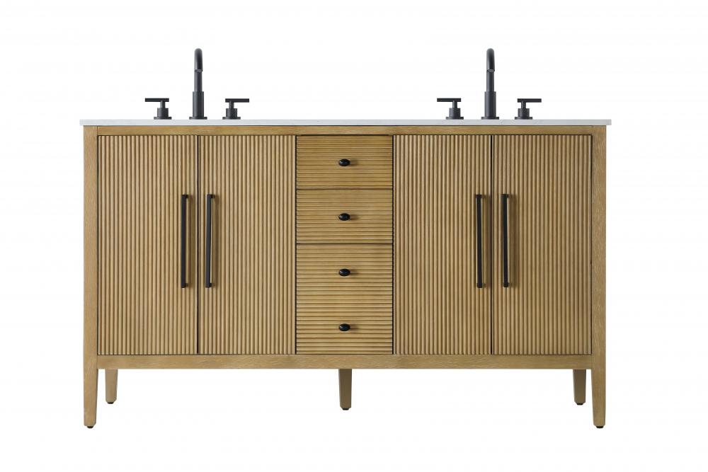 Vanity Cabinet 4Dr 3Dw 60x21.5x35 Linen Oak