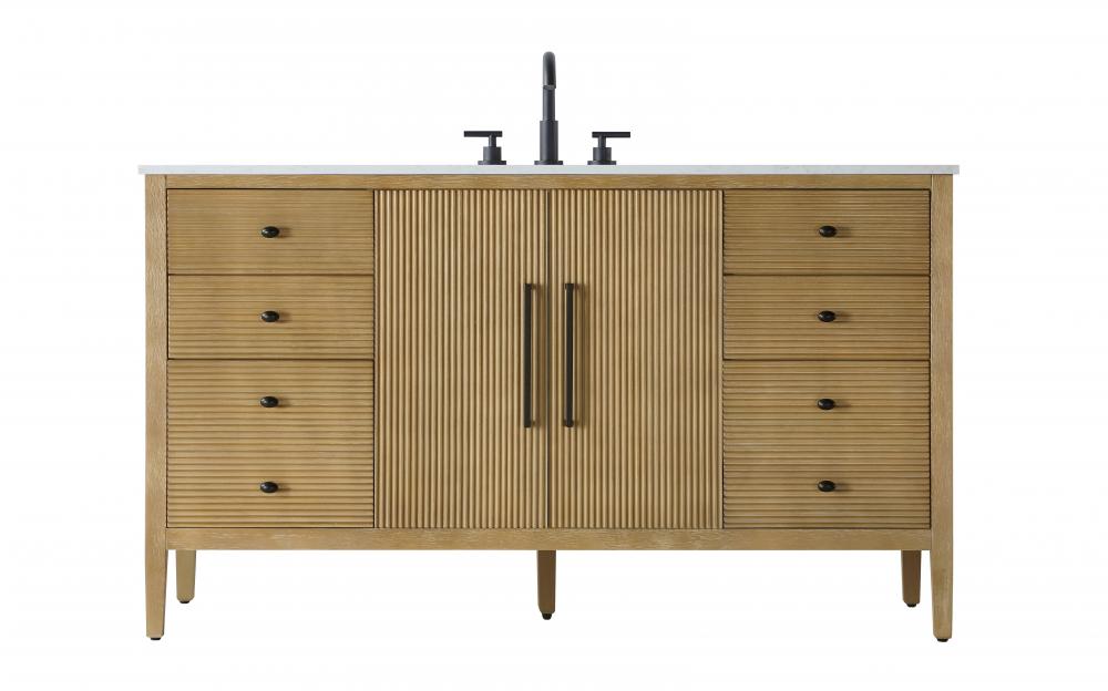 Vanity Cabinet 2Dr 6Dw 60x21.5x35 Linen Oak