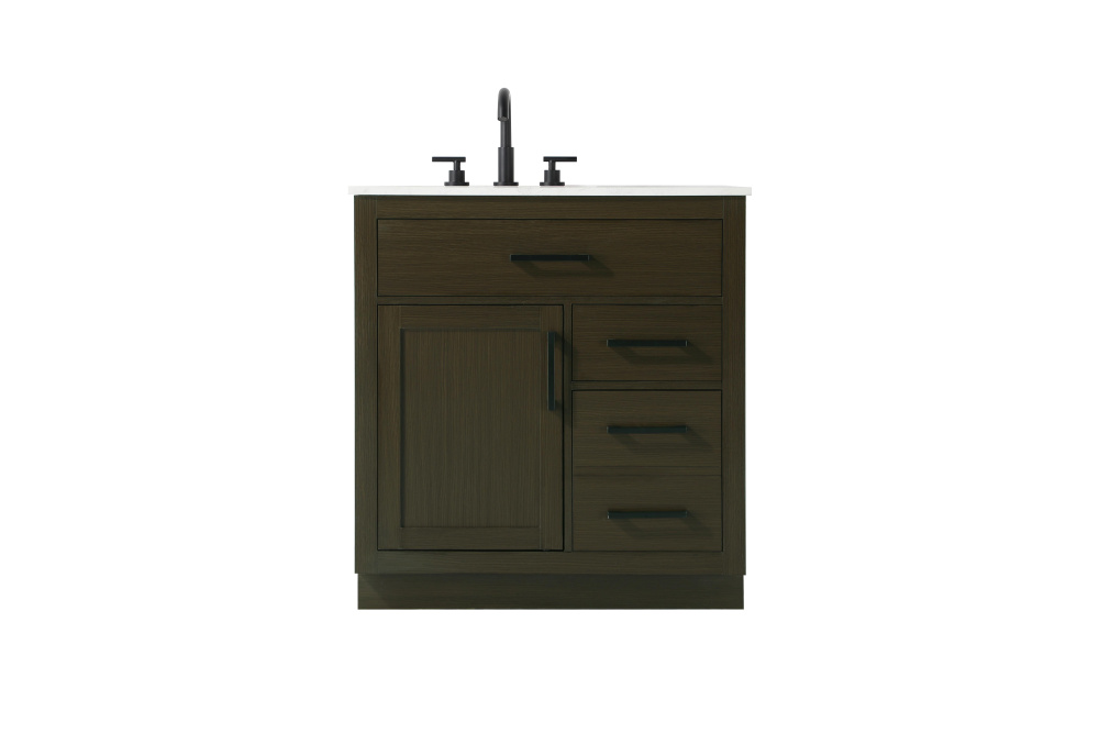 Vanity Cabinet 1Dr3Dw 32"W x 22"D x 35''H Mocha Brown