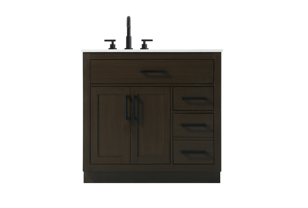 Vanity Cabinet 2Dr3Dw 36"W x 22"D x 35''H Mocha Brown