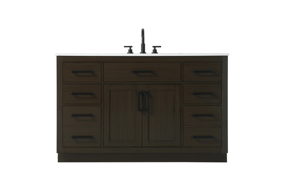 Vanity Cabinet 2Dr7Dw 54"W x 22"D x 35''H Mocha Brown