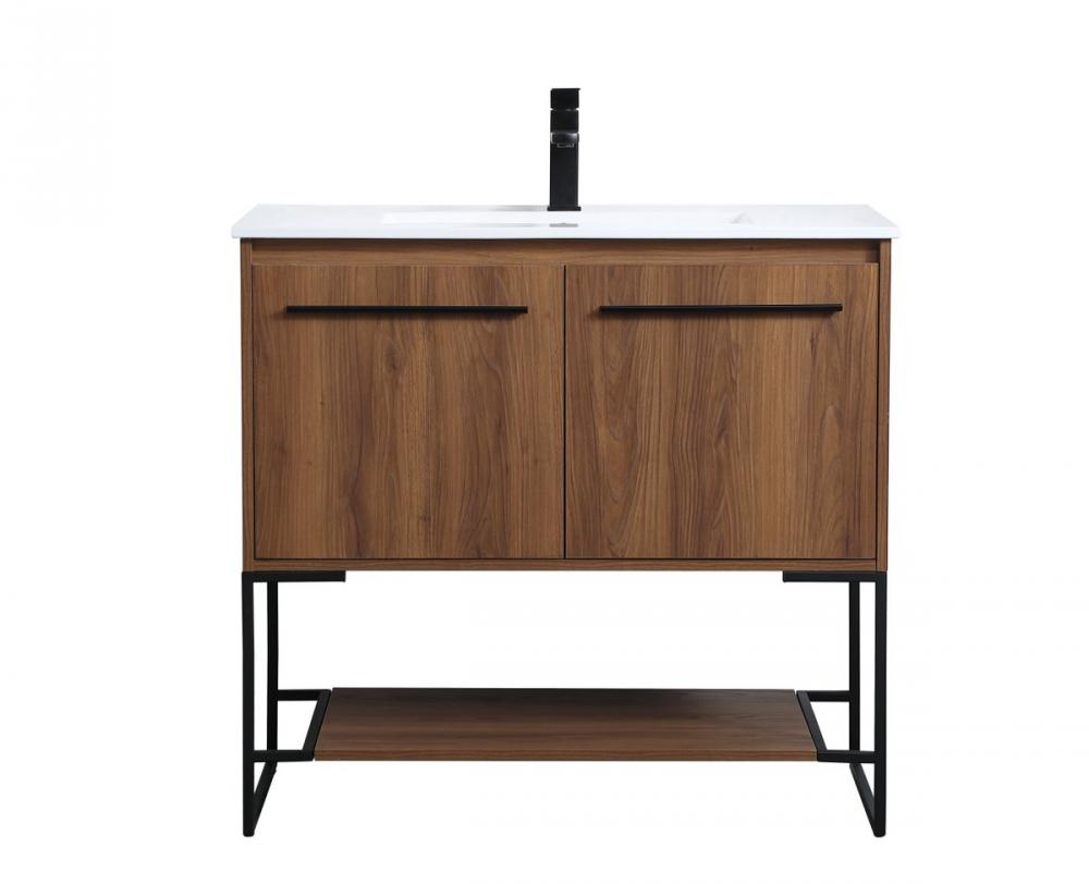 36 inch  Single Bathroom Vanity in Walnut Brown