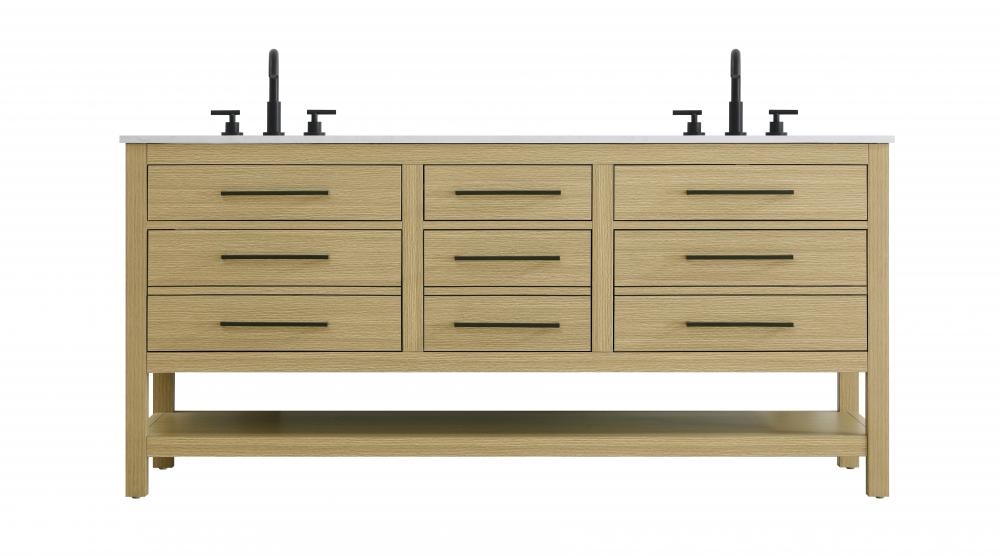 Vanity Cabinet 6Dw 72"W x 22"D x 34"H Honey Brown