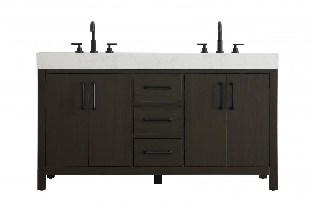 Vanity Cabinet 4DR 3DW 60"W x 22"D x 34"H Mocha Brown