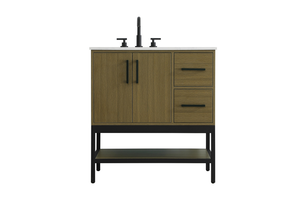 Vanity Cabinet 2Dr2Dw 32"x22"x34" Chestnut Brown
